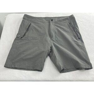 Mack Weldon Mens 4-Way Athletic Shorts Size Large Gray Zip-Pockets Stretch